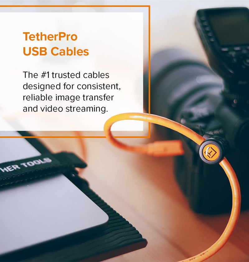 TetherPro USB-C to 2.0 Micro-B 5-Pin, 5Gbps Gen 1, 15' (4.6m), High-Visibility Orange