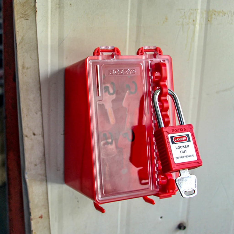 [Australia - AusPower] - Lockout Tagout Lock Box Group Padlock Box Wall-Mounted Locks Lock Out Tag Out Station 8 Locking Positions &1 Key Slot 