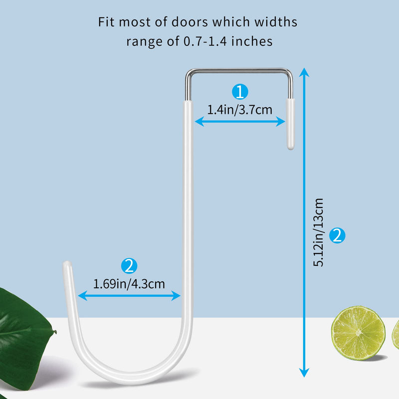 [Australia - AusPower] - FYY Over the Door Hooks, 4 Pack Hangers Hooks with Rubber Prevent Scratches Heavy Duty Organizer for Living Room, Bathroom, Bedroom, Kitchen Hanging Clothes, Towels, Hats, Coats, Bags White Short A White 