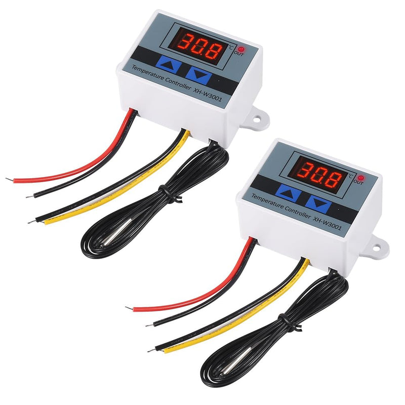 [Australia - AusPower] - Hexonix XH-W3001 Digital Display Temperature Controller 220V 10A 1500W | LED Temperature Controller with Thermostat Control Switch Probe (White) - Pack of 2 