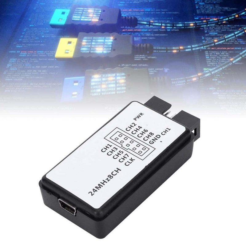 USB Logic Analyzer 8-Channel Input Memory 24 MHz Digital Pocket Size Device Set with Variety of Decoding Functions for Electronic Circuits