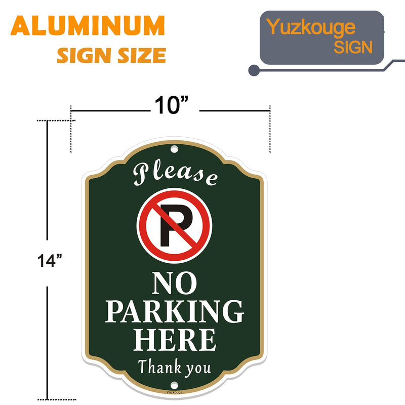 Please No Parking Here Sign - 2 Pack, 10” x 14” Rust Free Aluminum Private Drive Sign, Weatherproof, Fade Resistant, Easy Mounting.
