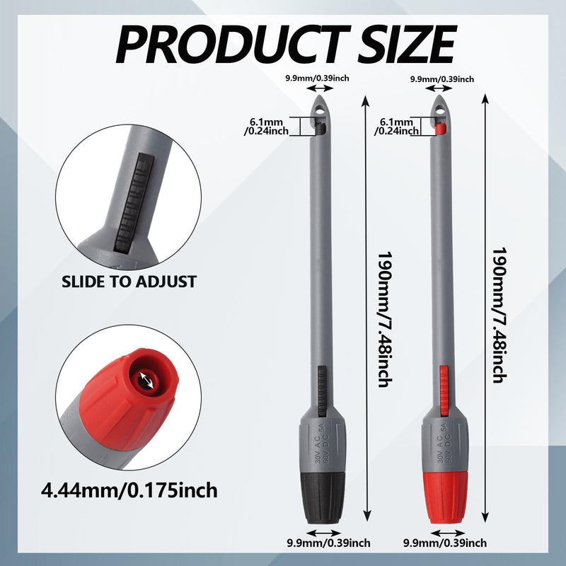 [Australia - AusPower] - 2PCS 2MM Heavy Duty Wire Piercing Probe, Piercing Clip Set Push on Banana Plug Test Leads, Multi Testers Needle Accessories for Electrical Testing Technicians(Extended) Extended 