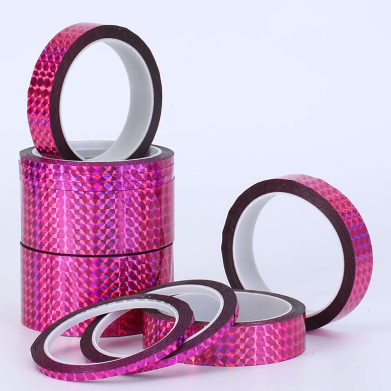 Self-Adhesive Holographic Reflective Tape Prism Tape Holographic Reflective Tape for Keep Birds Away, Craft Projects, DIY Art, Home, Daily Use (Pink, 1 Inch x 55 Yard) Pink