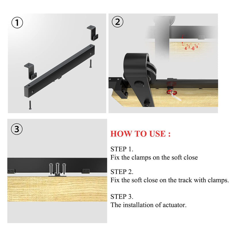 2PCS Soft Close barn Door Hardware kit Barn Door Soft Close Mechanism Spring Buffer Damper Hole-Free Version Fit for Door Weight 60-176 Pounds Adjustable Door Stoppers 2022NEWEST (Use for 240-340) Use for 240-340
