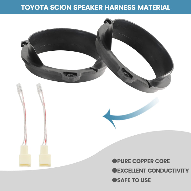 [Australia - AusPower] - RED WOLF 6.5 Inch Door Speaker Adapter Spacer Ring Speaker Wire Harness Connector Compatible with Toyota 1998-2015, Scion 2004-2014 Aftermarket Speaker Adapter Bracket Wiring Cable Plug Install Speaker Adapter w/Wiring Harness 