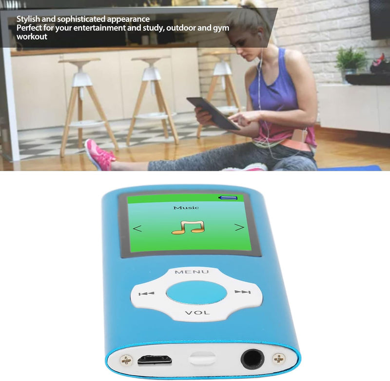[Australia - AusPower] - MP3 Player / MP4 Player, Hotechs MP3 Music Player with 32GB Memory SD Card Slim Classic Digital LCD 1.82'' Screen Mini USB Port with FM Radio, Voice Record Blue 