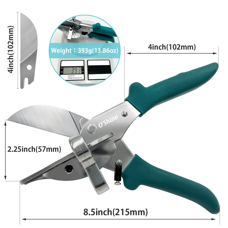 [Australia - AusPower] - O'Shine Miter Shears for Angular Cutting Molding Crafting,Shoe Molding Cutter Tool,45-135 Degree Multi Angle Trim Cutter Hand Tool for Soft Wood PVC, an Extra Blade with Sheath Included Miter Shear and 1pc Blade 