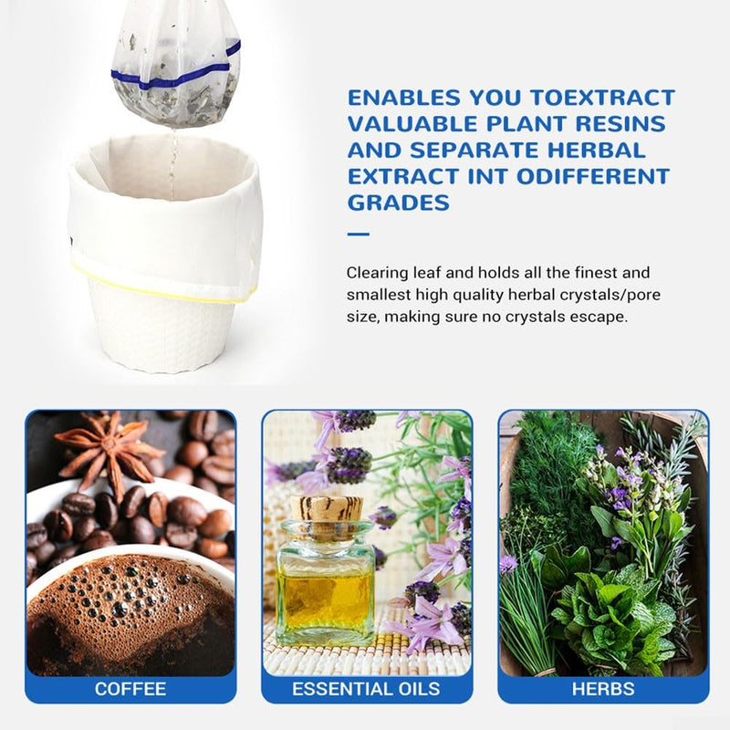 Pack of 5 1 Gallon Bubble Bags, Filter Bag Herbal Ice Essence Extraction Bag Kit 25/73/120/160/220, with 25 Micron Press Screen and Storage Bag