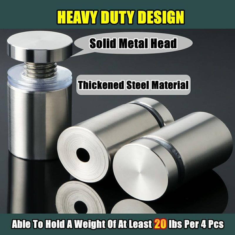 [Australia - AusPower] - Alise 1"x1.38'' Sign Standoff Screws,Wall Mount Glass Standoff Advertising Nail for Acrylic Picture Frame Glass Signs Hanging,Stainless Steel Sign Mounting Bracket Hardware,Brushed Finish,Pack of 4 Brushed Nickel 25x40mm 