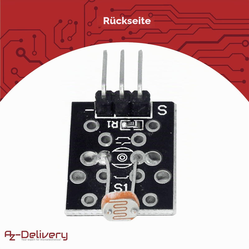 AZDelivery 3 x KY-018 LDR Light Sensor with Photoresistor Brightness Sensor Diode Compatible with Arduino and Raspberry Pi Includes eBook!