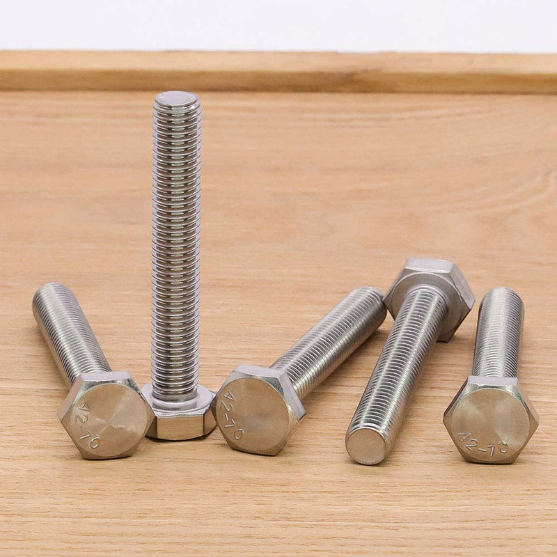 [Australia - AusPower] - 1/4-20 x 2-1/4" Hex Head Bolts Screws, 304 Stainless Steel 18-8, Fully Threaded, Hexagon Head Cap Bolts Screws, Coarse Thread UNC, 10 PCS 1/4-20 x 2-1/4" 