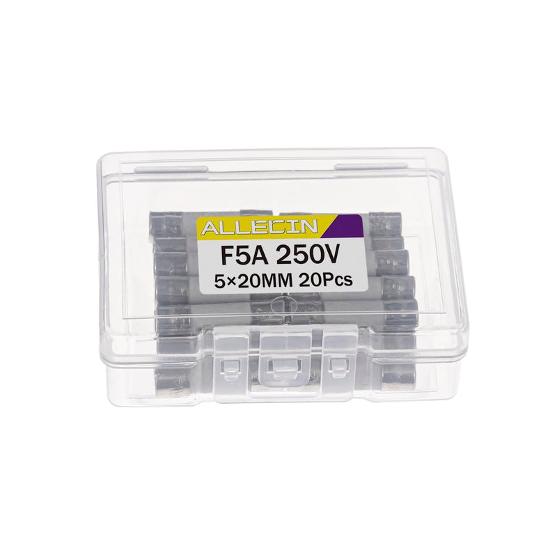 [Australia - AusPower] - 5A 250V 5x20MM Fast Blow Ceramic Fuses 5 Amp 250 Volt 0.2 x 0.78 Inch Fast-Acting Tube Fuse F5AL250V (Pack of 20Pcs) F5A 