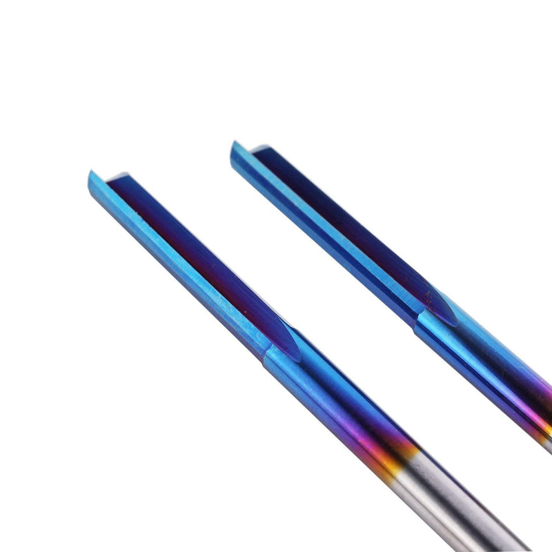 10pcs 1/8" 2-Flute Straight CNC Router Bits End Mill, 1/8” Shank Nano Blue Coating Milling Cutter for Engraving Machine Wood Plastics PVC Drilling