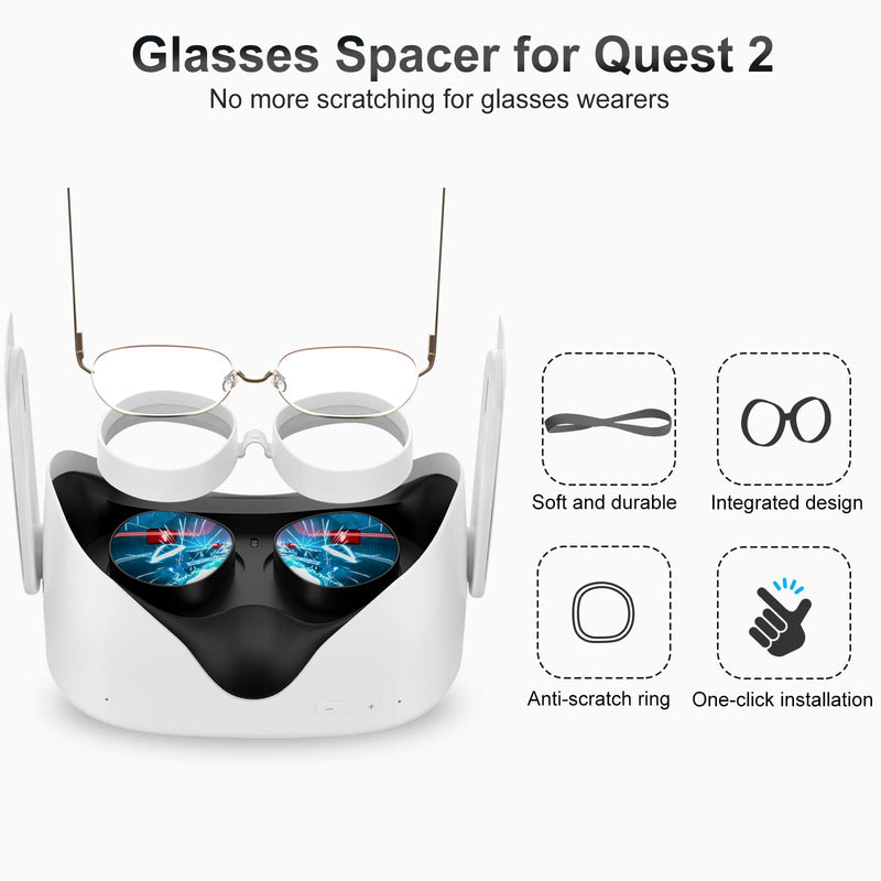 [Australia - AusPower] - SUPERUS Face Cover Pad & Glasses Spacer Compatible with Oculus/Meta Quest 2 Accessories, Enhanced Comfort, and Prevent Your Glasses from Scratching VR Lenses (White) Face Cover + Glasses Spacer(White) 