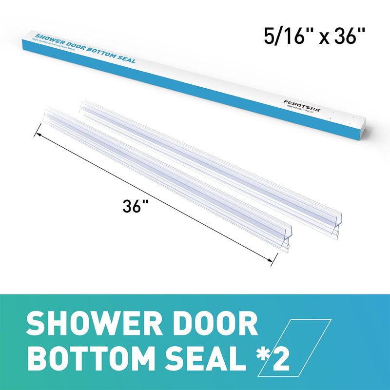Shower Door Bottom Seal,2 PCS 5/16" X 36" Shower Door Sweep for 5/16 Inch Glass,Frameless Glass Door Seal Strip to Seal 22mm Gap,Stop Shower Leaks and Create a Water Barrier For 5/16" Glass