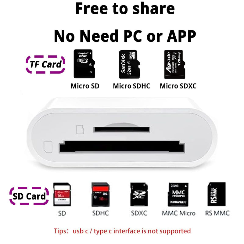 [Australia - AusPower] - (Apple MFi Certified) Lightning to SD Card Camera Reader for iPhone iPad, 2 in 1 Dual Card Slot Supports SD and TF Card, Portable Sd Card Adapter, Plug and Play 2 Slot 