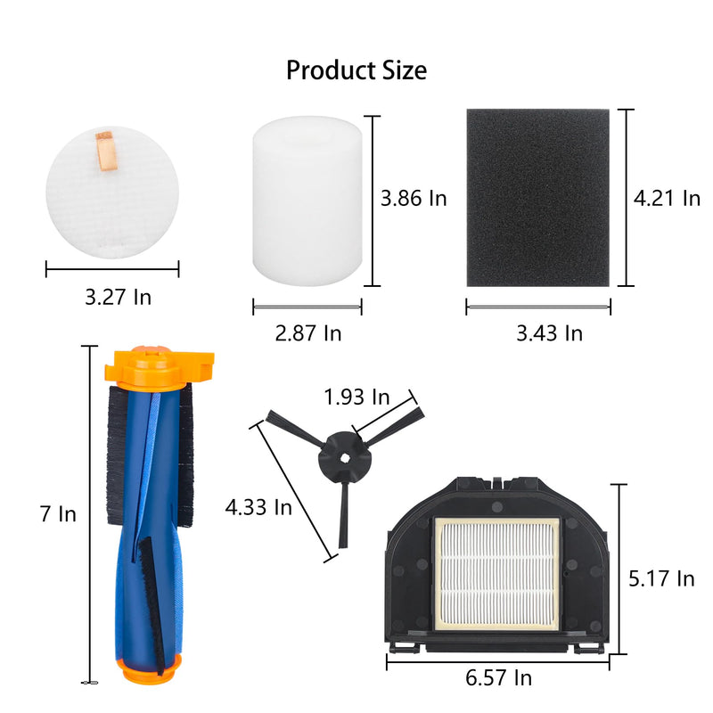 [Australia - AusPower] - Replacement Parts for Shark UR2360S UR2360EEUS RV2302AE AV2310AE RV2310AE RV2320S RV2300S Ultra Robot Vacuum,1 Roller Brush,2 Sets Foam Filters,2 Hepa Filters,6 Side Brush (13 Pack) 13 Pack 