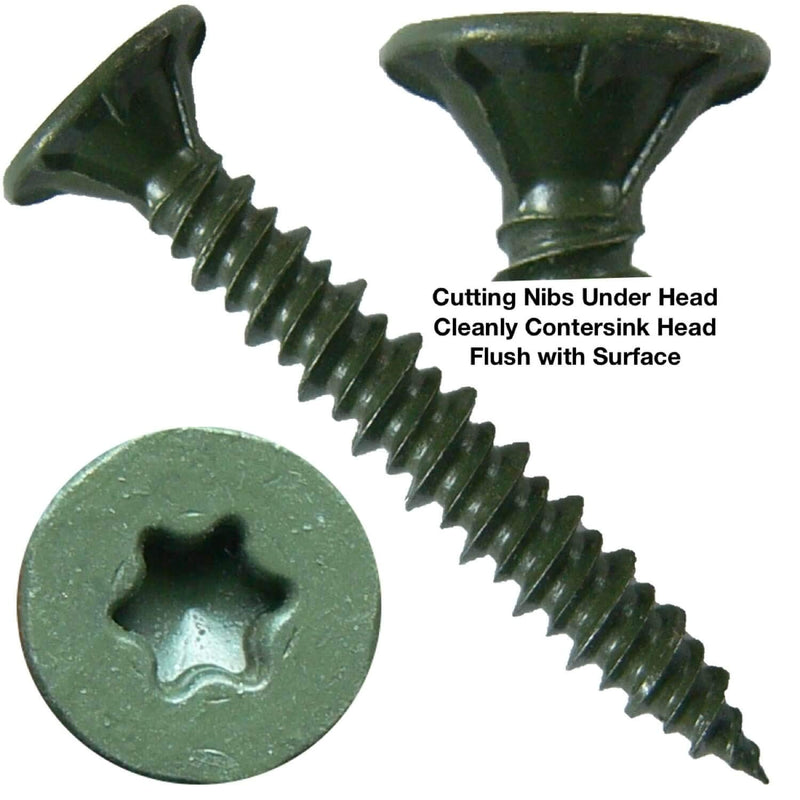 10x1-1/4 Sharp Point Torx/Star Head Screws for Fastening Cement Backer/Board/Tile- Torx/Star - T-25 Head - 1 Pound 166 Screws #10 x 1-1/4" Sharp Point 1 POUND 166 Screws