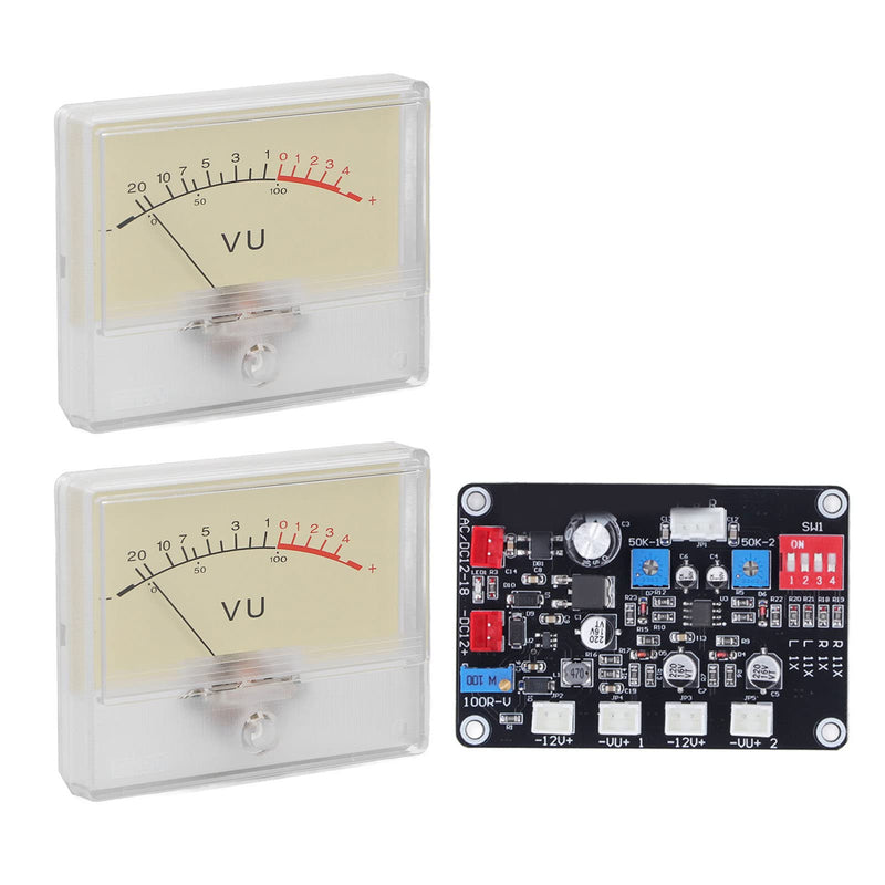 [Australia - AusPower] - Audio VU Meter with Driver Board Kit, Backlit Panel, 500uA Sensitivity, DIY Home Car Sound Level Meter, White, 2-Pack 