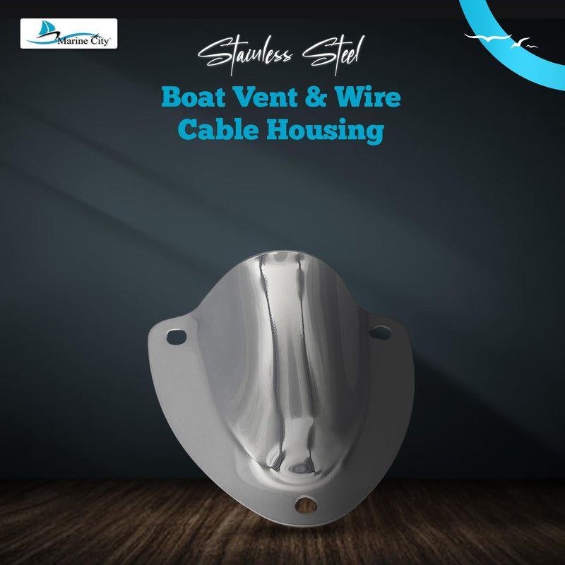 MARINE CITY Boat Stainless Steel Strong Fine Polished Smooth Finish Midget Clam Shell Vent Wire Cable Cover Hose for Rowing Marine Yachts Surfing Water 2-1/8" ×2-1/4" × 3/4" 5