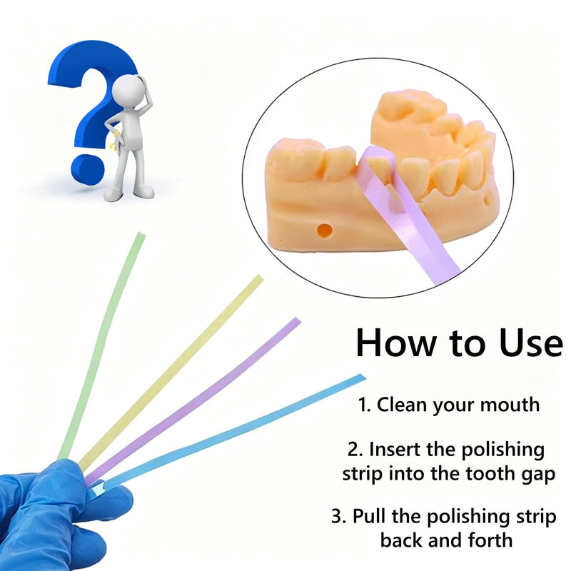 60 Pieces Teeth Sandpaper Tooth Polishing Strips for Spaces, Removal of Teeth Discolouration, Polishing Strips for Interdental Spaces, Cleaning and Polishing Tool for Interdental Spaces