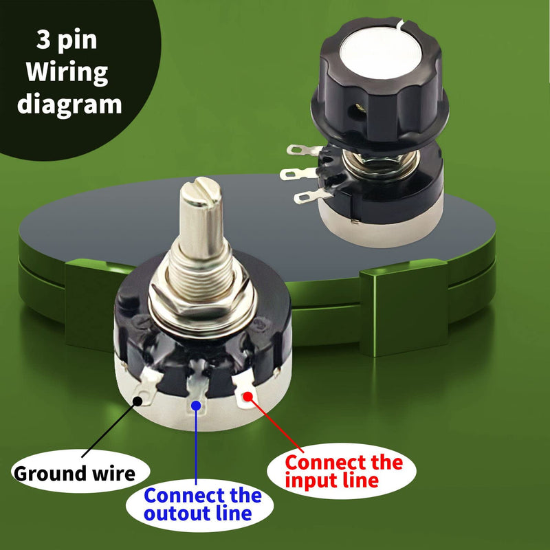 [Australia - AusPower] - 2PCS RV24YN20S B502 5K ohm Single Turn Carbon Film Rotary Taper Potentiometer+2PCS A03 Knob + 2PCS Dials 