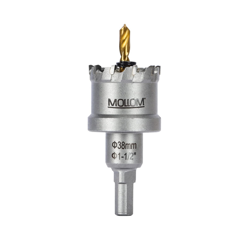 [Australia - AusPower] - (1-1/2''|38mm) Heavy Duty Carbide Hole Saw with 2 Pilot Drill Bits, Hole Cutter cuts Stainless Steel, mild Steel, Iron, Copper, Brass, Plastic 38mm | 1-1/2" 
