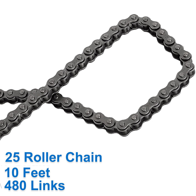 [Australia - AusPower] - Belleone #25 Roller Chain - 10 Feet #25 Chain with 10 Connecting Links & Chain Breaker for Go Karts, Mini Bikes, Scooters, Dirt Bikes, Razor Motorcycles, Pocket Bike and Bycicles - 480 Links 480Link 