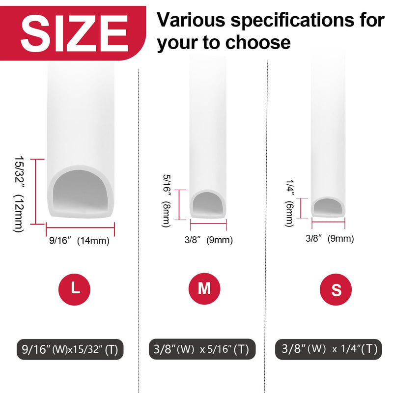 [Australia - AusPower] - ?New Upgrade?Silicone Weather Stripping Door Seal, 19.7 Feet Self Adhesive D-Shaped Door Weather Stripping for Door & Window, Seals Large Gap 3/8" (W) x 1/4" (T) x 19.7' (L) White 