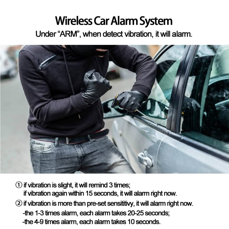 [Australia - AusPower] - DIYV1 1-Way Wireless Car Alarm Vehicle Security System Anti-Theft Burglar Vibration Sensor Horn Siren Universal 12V Auto Anti-Theft Protection System Simple DIY Install Manual Control*2 