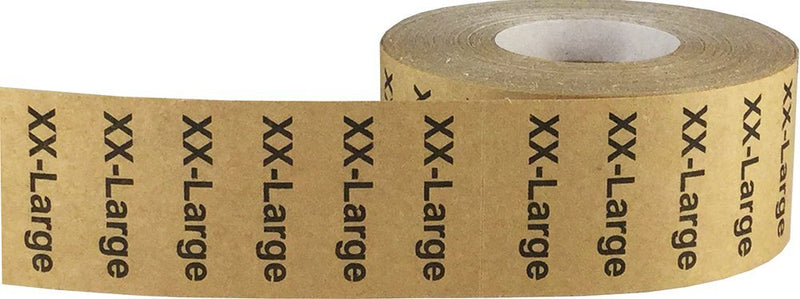 InStockLabels X Small-XX Large Clothing Size Strip Labels 1.25 x 5 Inch 1 Roll Each 125 Adhesive Stickers Per Roll 750 Adhesive Stickers, Natural Kraft