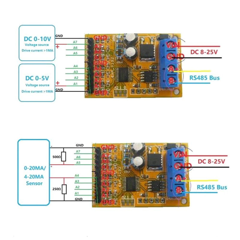 [Australia - AusPower] - 7 Channel Voltage Analog Collector with RS485 Modbus RTU Support 