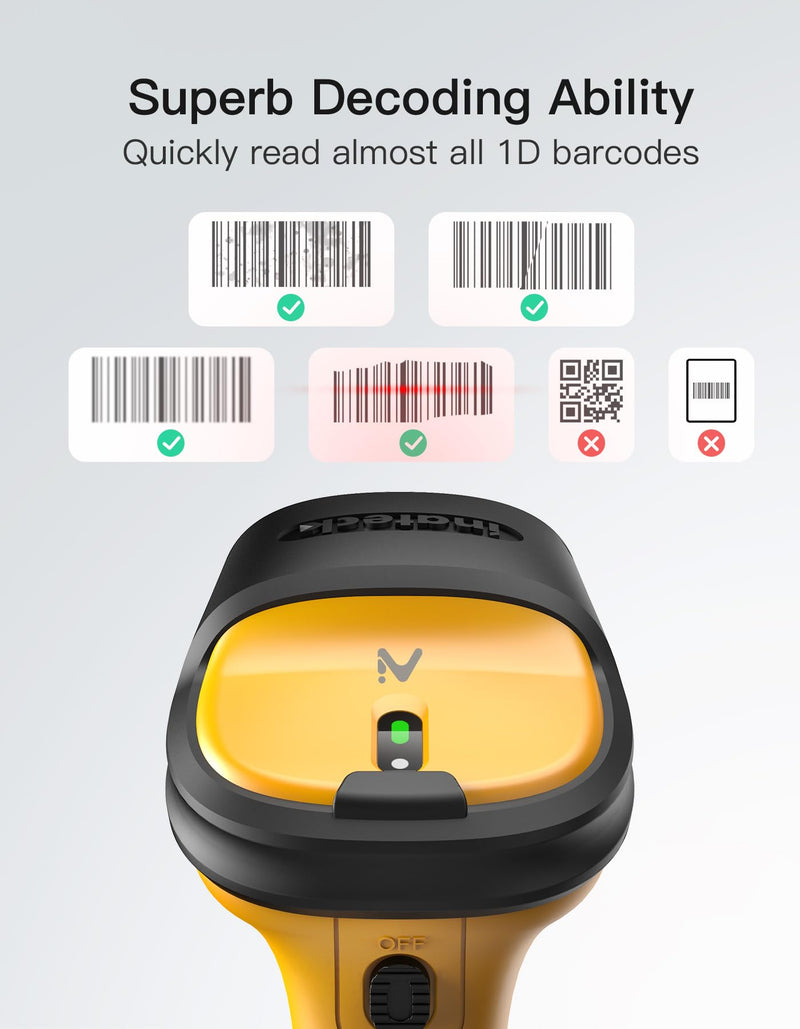 Inateck AI Barcode Scanner, Bluetooth Scanner Wireless, 2600mAh Battery, 1 Charge for 180 Days, Barcode Reader Support Fast AI Setup, P6 AI