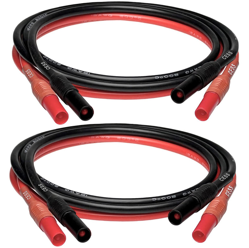 [Australia - AusPower] - CNCESS CESS-216 Safety Banana Plug Male to Male Digital Multimeter Test Leads, 12 Gauge Silicone Wire, 2 Pairs 3 Feet 
