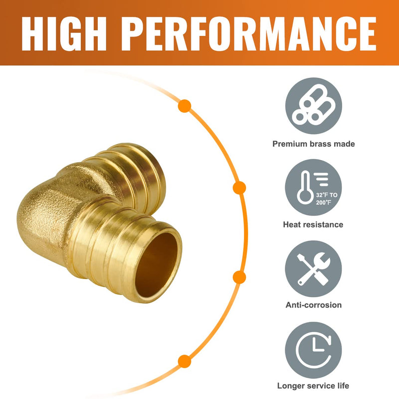 [Australia - AusPower] - Pex Fittings 3/4 Inch, SUNGATOR 10 PCS 3/4 Pex Elbow 90, 3/4" Pex Elbow Fittings Set, Pex Fittings 3/4 Inch for Pex Pipe, No Lead Brass, ASTM F1807 3/4" Elbow, 10pcs 