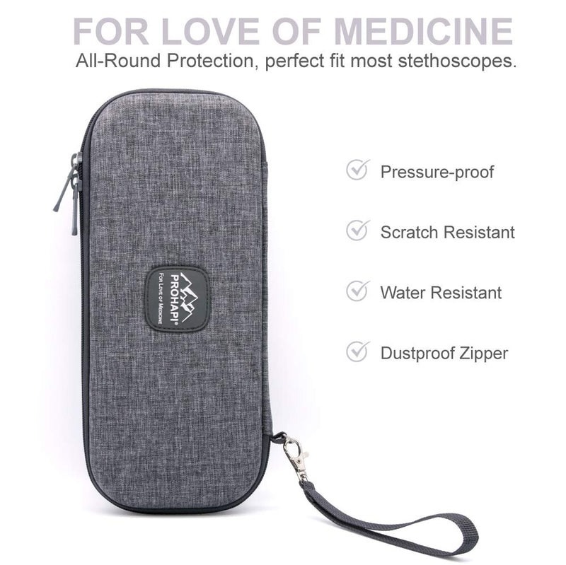 [Australia - AusPower] - Hard Stethoscope Case, Large Stethoscope Carrying Case with ID Slot, Compatible with 3M Littmann/ADC/Omron/MDF Stethoscope Includes Mesh Pocket for Nurse Accessories (Volcanic Grey) Volcanic Grey 