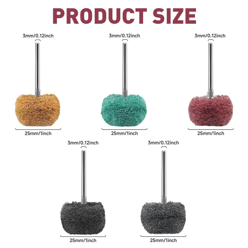 [Australia - AusPower] - 100 PCS Abrasive Buffing Wheels,1 Inch Buffing Polishing Wheel Set for Rotary Tool Accessorie 1/8'' (3mm) Shank, 80 150 240 400 600 Grits for Metal,Wood, Rust Removal Mix Color 100pcs 