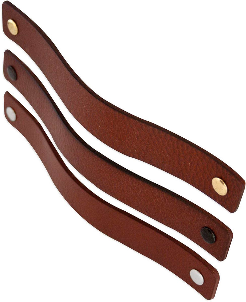Brute Strength - Leather Drawer Pulls - Cognac - 6 pcs - 7-7/8 x 1 ’’ - Leather Handle - Leather Dresser Pulls - Cabinet knobs Dresser knobs - Dresser Handles 6 pièces