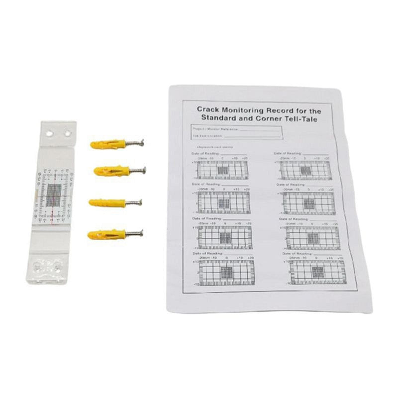 Crack Monitor Set, Acrylic Crack Monitoring Data Set, Crack Gauge Monitoring Device, Precise Gap Ruler for Detection of Wall Deformations and Cracks Pack of 4