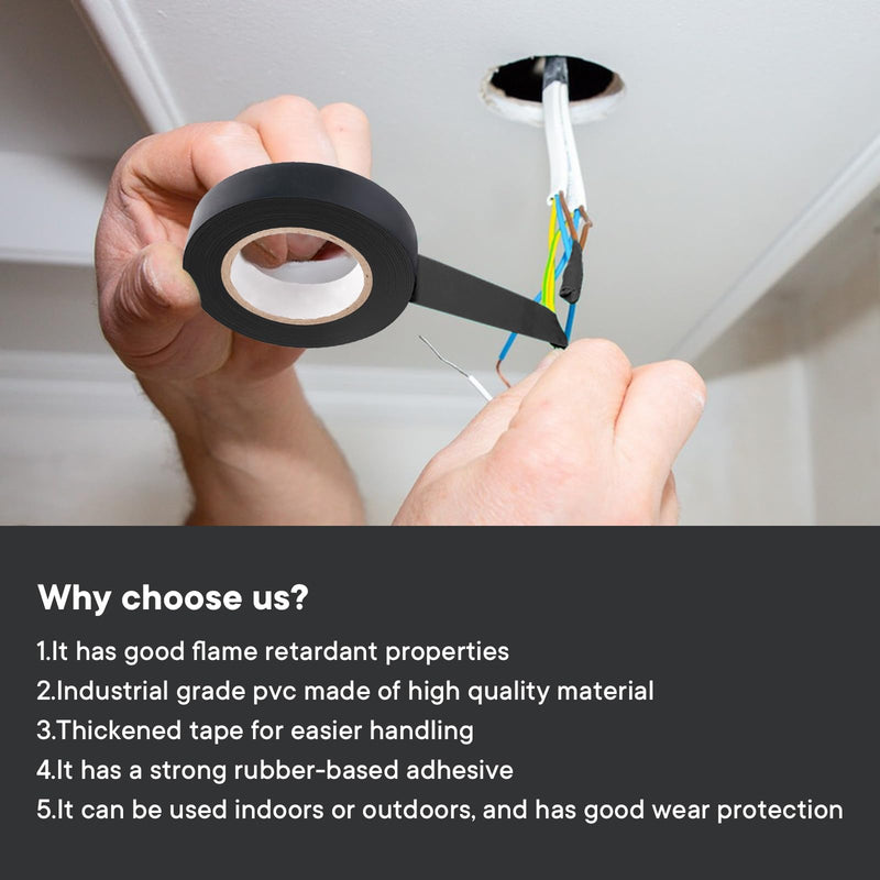 [Australia - AusPower] - 4 Pack Black Electrical Tape，0.70 in x 72ft，Waterproof High Temperature Electric Tape Weatherproof Home Outdoor Multipurpose Insulating Wire Wrapping 
