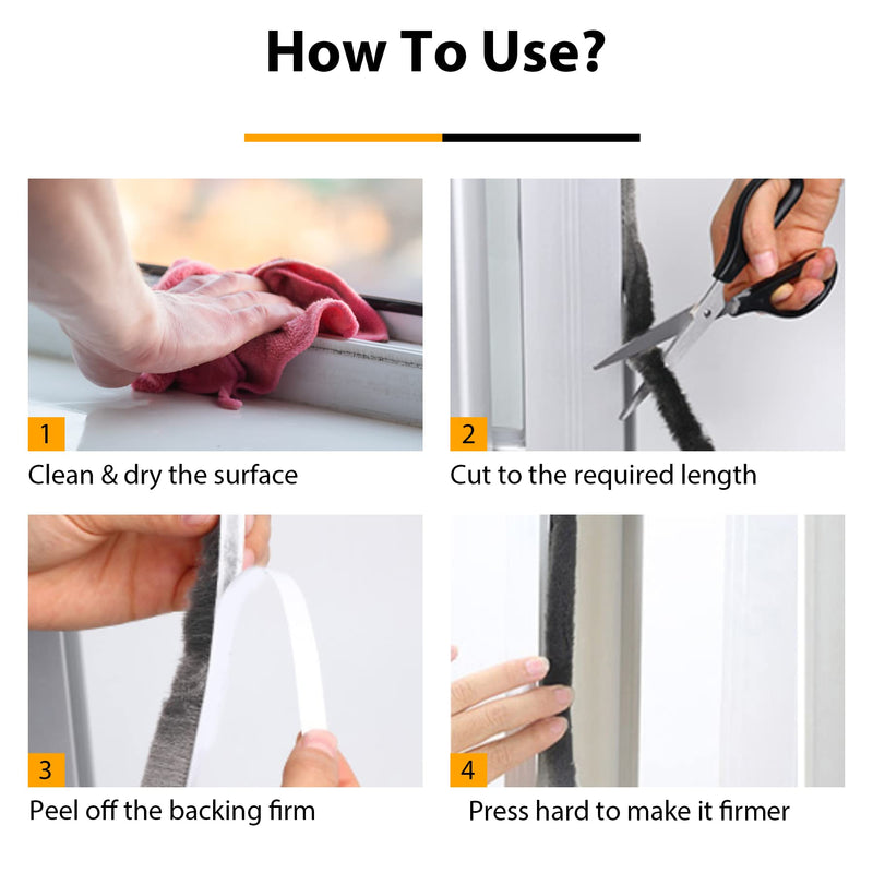 [Australia - AusPower] - 39.4FT Brush Weather Stripping, Neat Pile Self Adhesive Seal Strip for Windows and Door, Weatherstrip for Soundproofing, Windproof, Dustproof, Stronger Stickiness, 0.35'' Wide x 0.35'' Thick, Grey 39.4FT, 0.35'' Wide X 0.35'' Thick Gray 