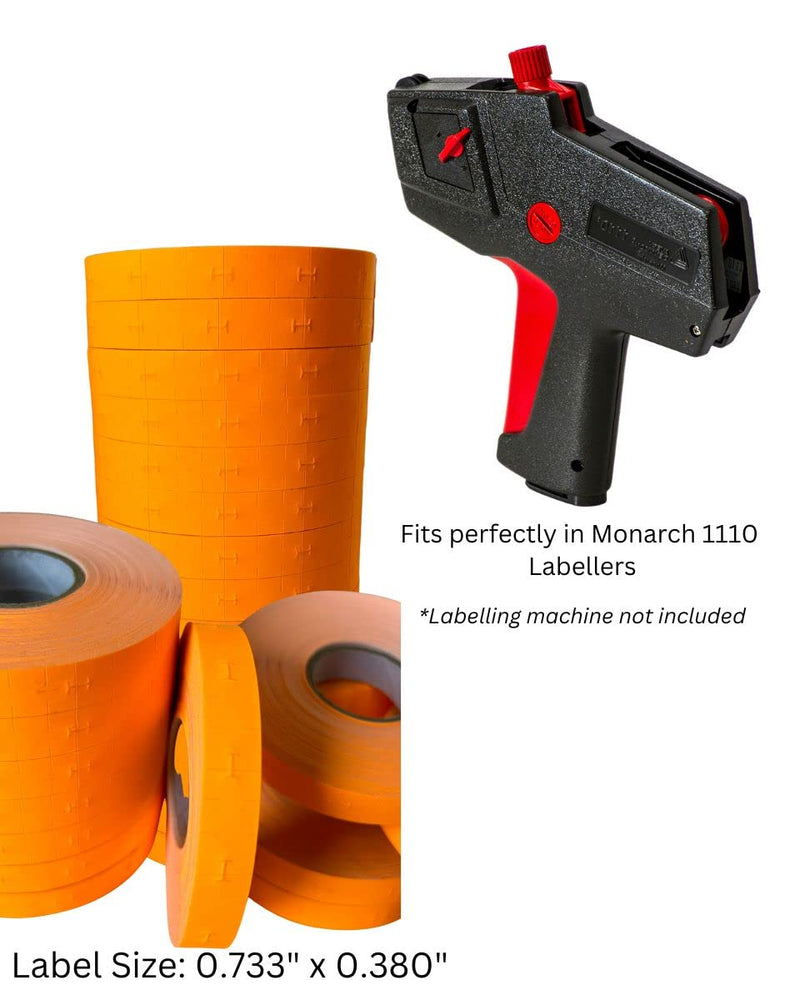 1110 Pricemarking Labels Compatible for Monarch 1110 Labellers, 16 Rolls = 17000 Labels (Orange Fluorescent) Orange Fluorescent