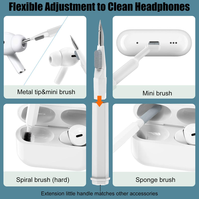 [Australia - AusPower] - 20 in 1 Multifunctional Cleaner Kit for Electronic Devices, Keyboard Cleaning Brush, Headphones Cleaner Kit for AirPods, Multi-Tool for Cleaning Laptop, Keyboard, Earbuds, Camera, Cellphones 