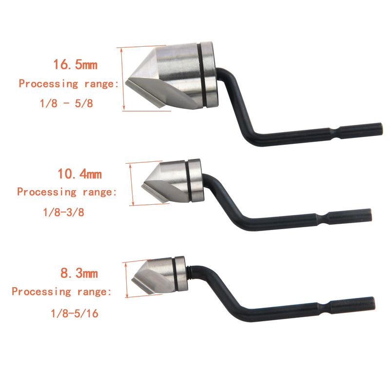 4-Piece Deburring Tool Set for 5/16" 3/8" 5/8" AC Copper Lines, Manual Rotary Chamfer Tool with 360° Cutting Heads
