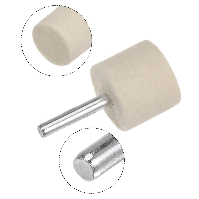 [Australia - AusPower] - QUARKZMAN Wool Felt Mounted Mandrel Points 30 mm Head 1/4 Inch Shank Cylinder Polishing Drill Burrs Felt Polishing Buffing Disc for Rotary Tool Pack of 10 30mm x 27mm 