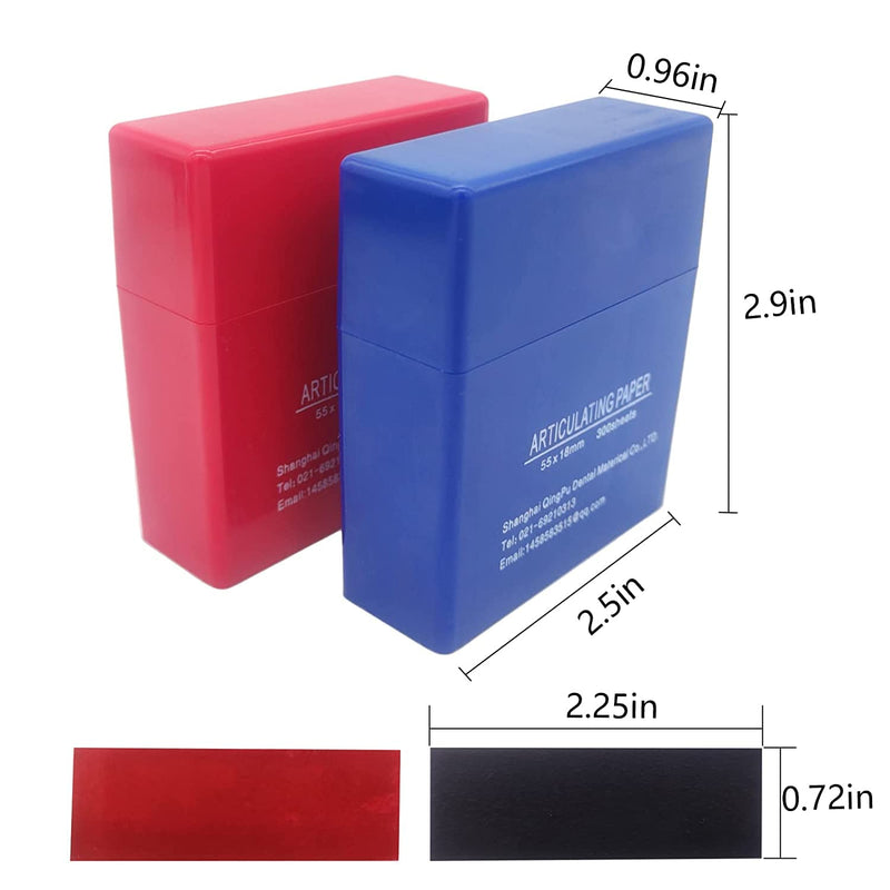 [Australia - AusPower] - 600 Sheets Dental Articulating Paper, Plastic Dispenser Red and Blue 100 Micron Bite Articulating Paper & Film Doubled Side 