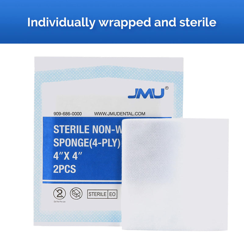 [Australia - AusPower] - JMU Sterile Gauze Pads 4x4, Highly Absorbent Non-woven Sterile Gauze Sponges, 25 Packs, 50 Pcs Total 4"x4" 