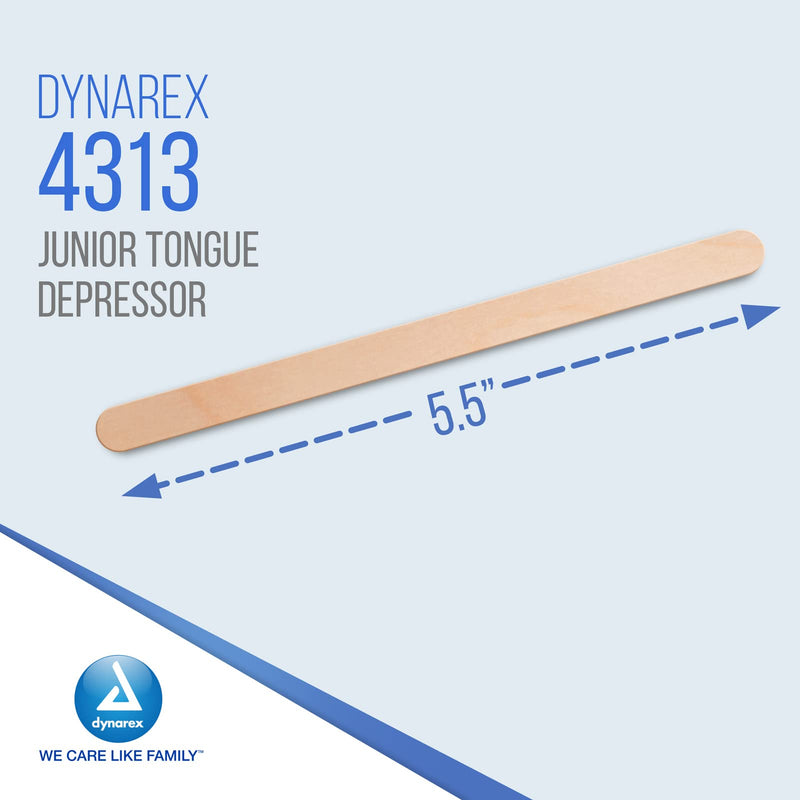 [Australia - AusPower] - Dynarex Tongue Depressors, Sterile, 5.5" Junior-Sized Length, Made from Beige Birch Wood, Comes in Peel-Down Patches, 1 Box of 100 