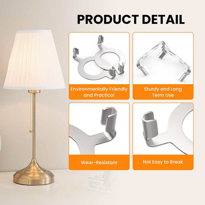 [Australia - AusPower] - E26 Lamp Harp Saddle Base Lampshade Holder 1-7/16" (36 mm) Non-Slip UNO Collar Adapter for E26 Threaded Base, 2pcs Silver Tone 